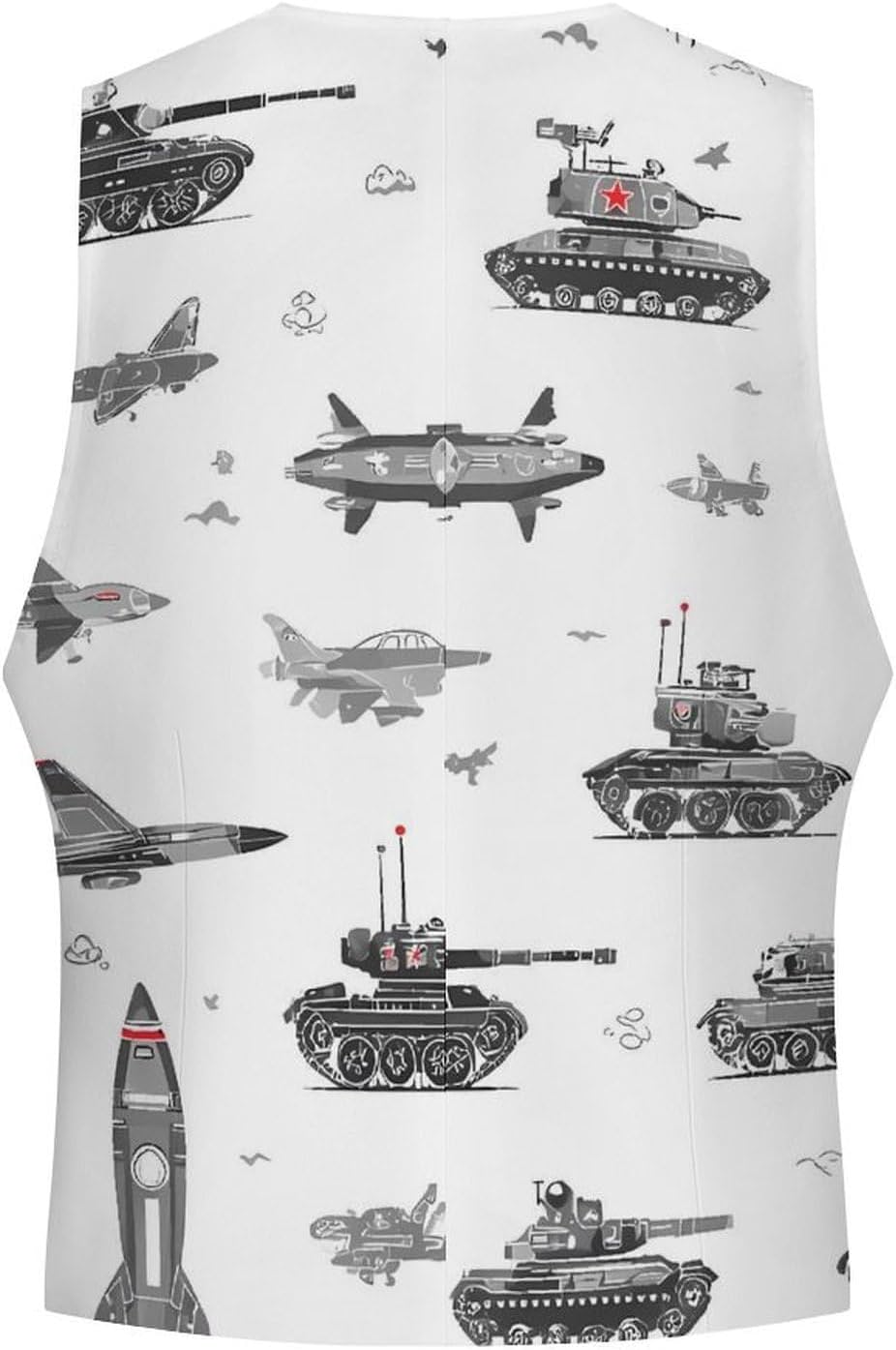 Military Airplane Pattern Fighter Tank Mens Suit Vest Casual Slim Fit Waistcoat for Business Wedding