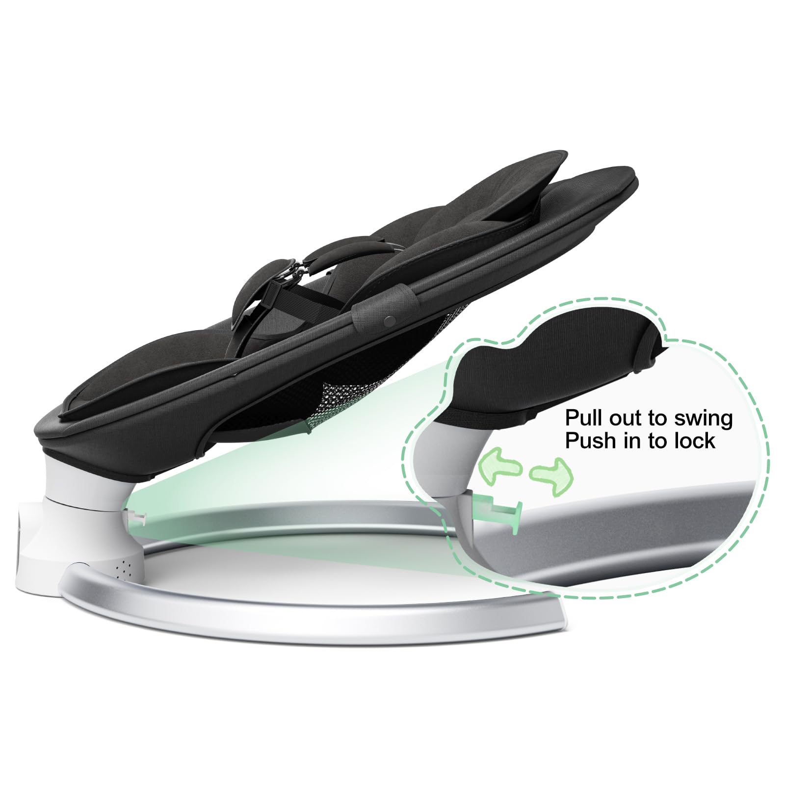 Transat Bébé Electrique – APP & Télécommande Balancelle Bébé Electrique, Balancelle pour Baby Avec 3 Minuteries, 5 Vitesses de Balançoire, 10 Musiques, Bluetooth Transat Baby (APP Noir)