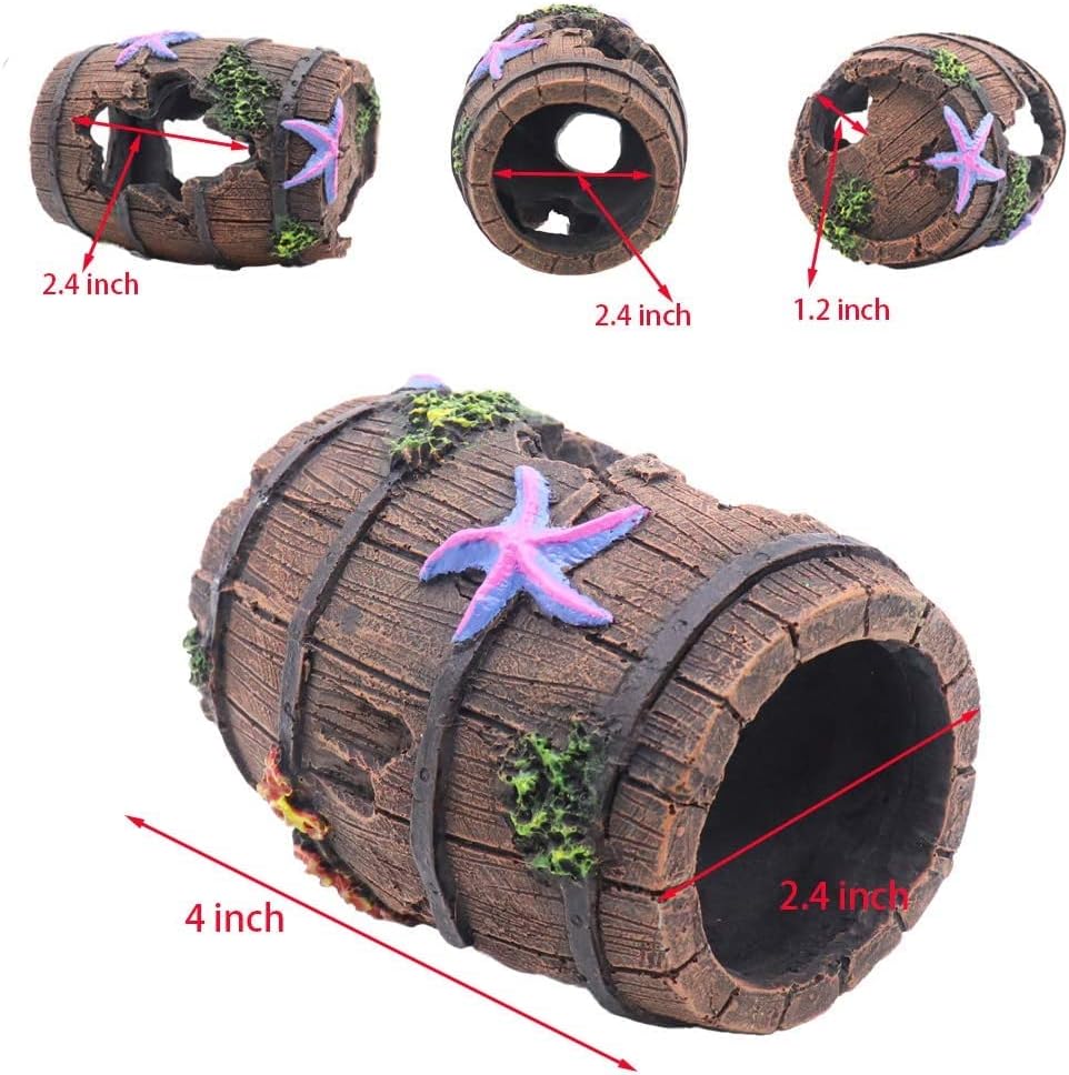 beautgreen Broken Barrel Aquarium Decorations for Fish Tank, Cave Hideaway Tunnel Log, Fish Tank Decoration Ornament Landscaping Over Rocks Cave Saltwater Freshwater