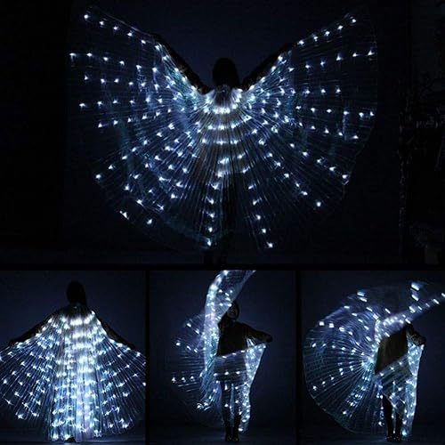 Miniatura 3 de Disfraces de alas de ángel LED para danza del vientre de Halloween para niñas (palos de baile añadidos)