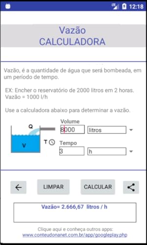 Bomba d'água - Calculadora