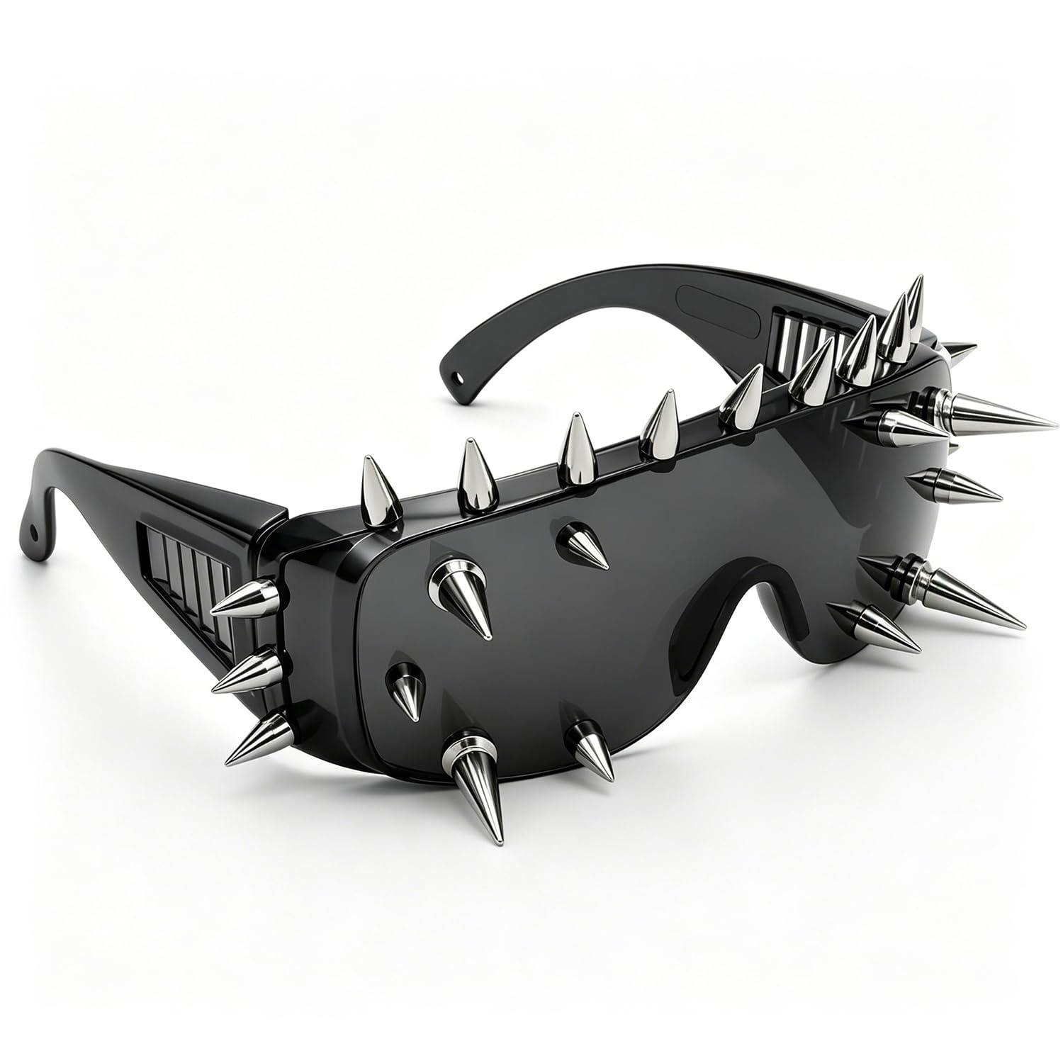 Punk Spike Goth Punk Rock Black Sunglasses for Men Stylish Goggles for Women with Unique Long Rivets, Halloween Rock Accessory Cooling Glass for Man Women for Y2k Costume Cosplay Party-image-21