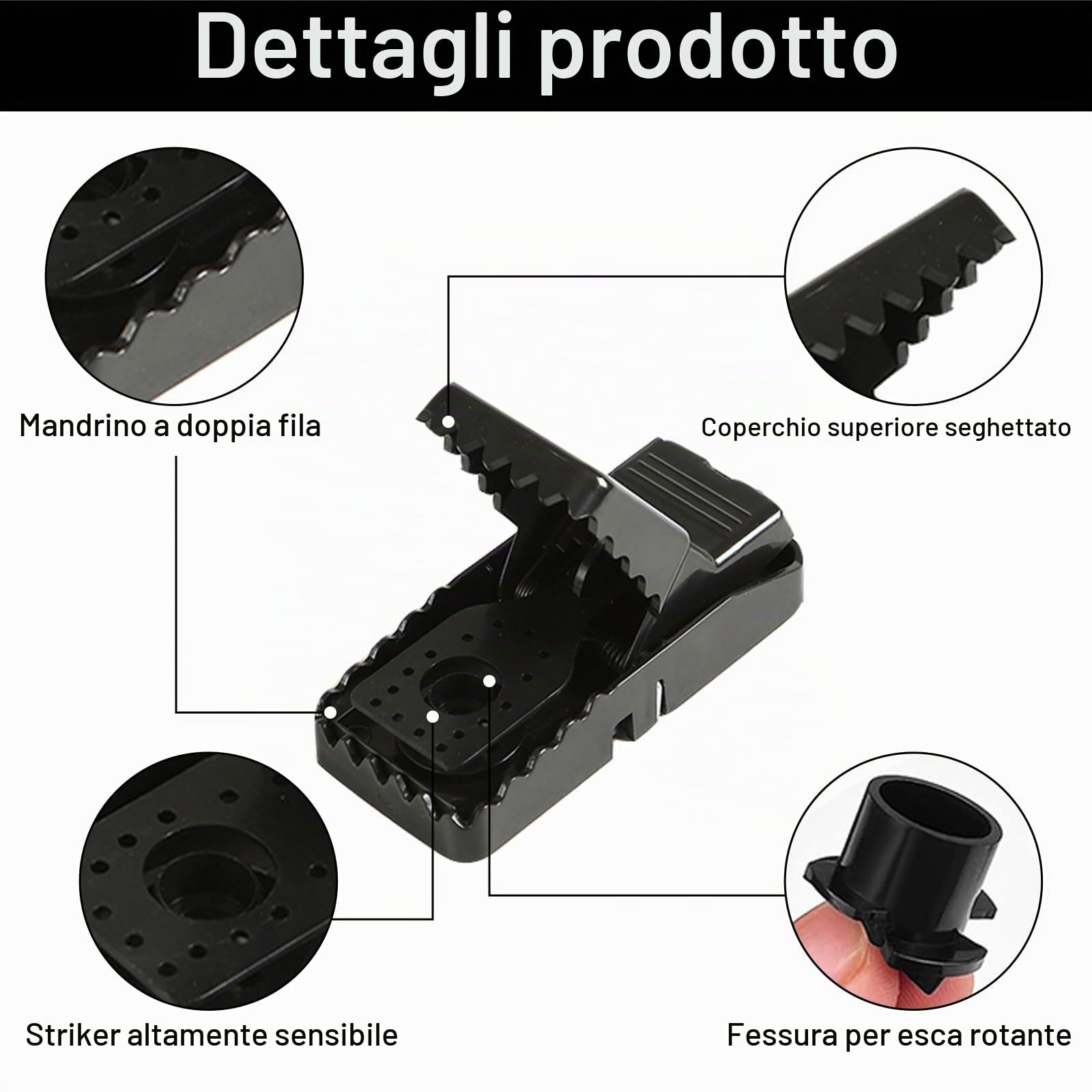 Binnan 6 Pezzi Trappola Per Topi, Professionale, Efficace Trappole Topi, Riutilizzabile, Per Cucina Soggiorno Giardino