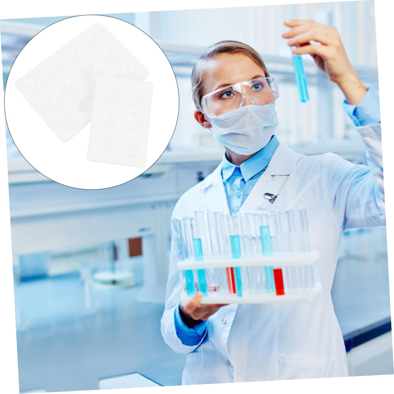 Mobestech Juego de 4 Placas de Cerámica para Reacción Química Diseño Compacto, Fácil de Almacenar, 6 y 12 Agujeros, Color Blanco, Adecuado para Laboratorio y Clases de Química