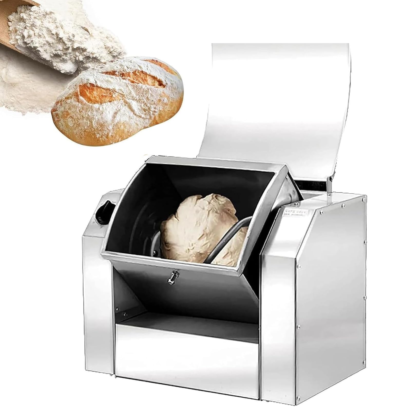 Batidora Industrial de Acero Inoxidable de 1100 W/1500 W, amasadora eléctrica de Cocina con Temporizador para Pan, Pizza y Fideos - Batidora de Alta Resistencia