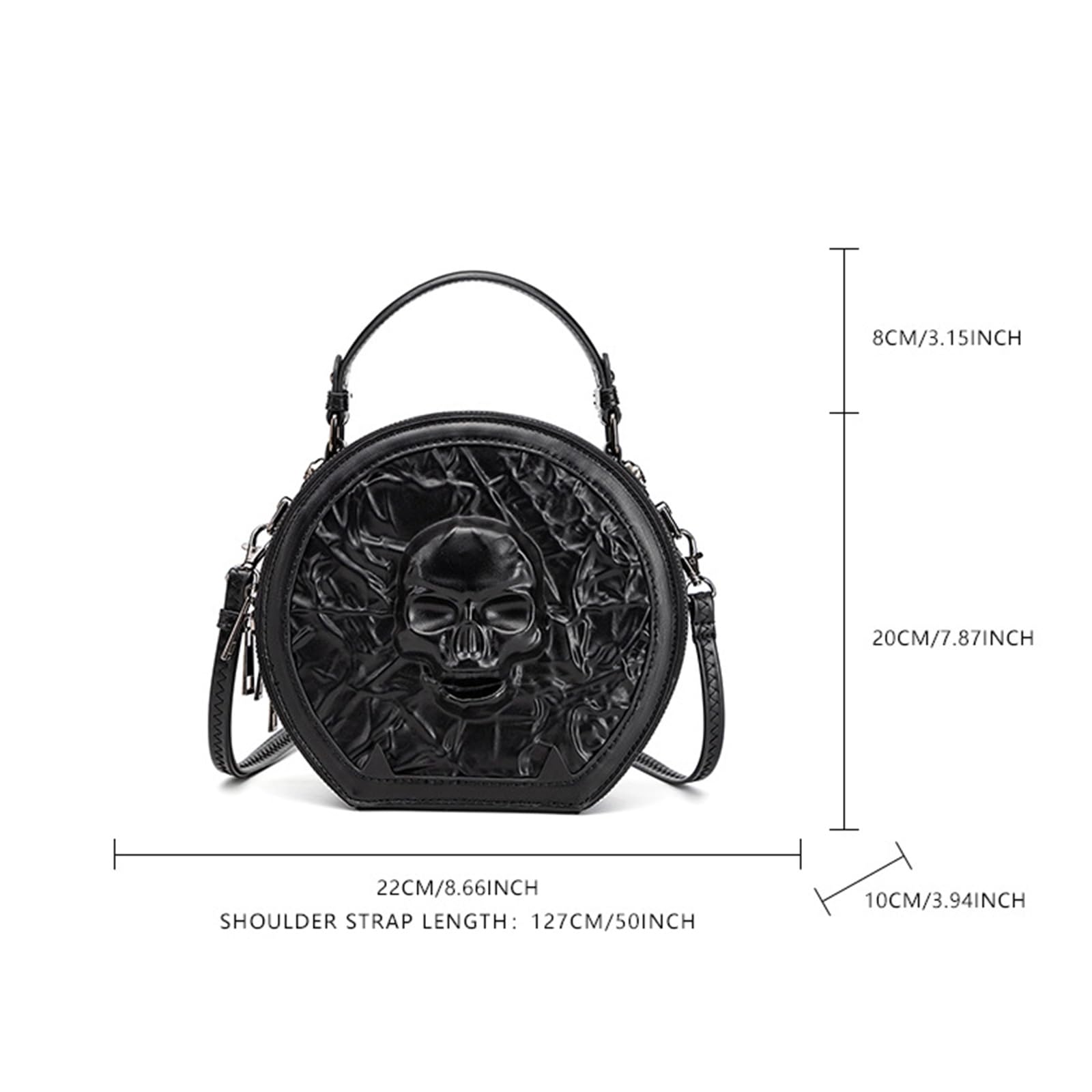 Borsa a tracolla da donna in stile punk, borsa a tracolla alla moda, retrò, rotonda, per tutti i giorni, steampunk, in pelle PU, retrò, rotonda