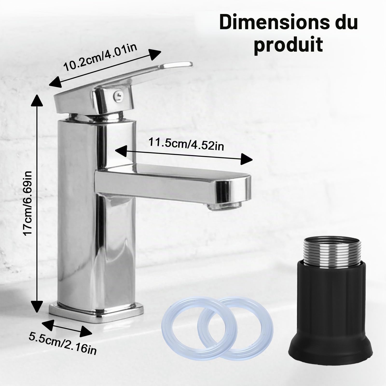 Robinet de Salle de Bain - Mitigeur de Lavabo Argent - Mitigeur Eau Chaude et Froide - Mitigeur Monocommande Mat Argent - Mitigeur de Salle de Bain pour Évier en Acier Inoxydable et Laiton