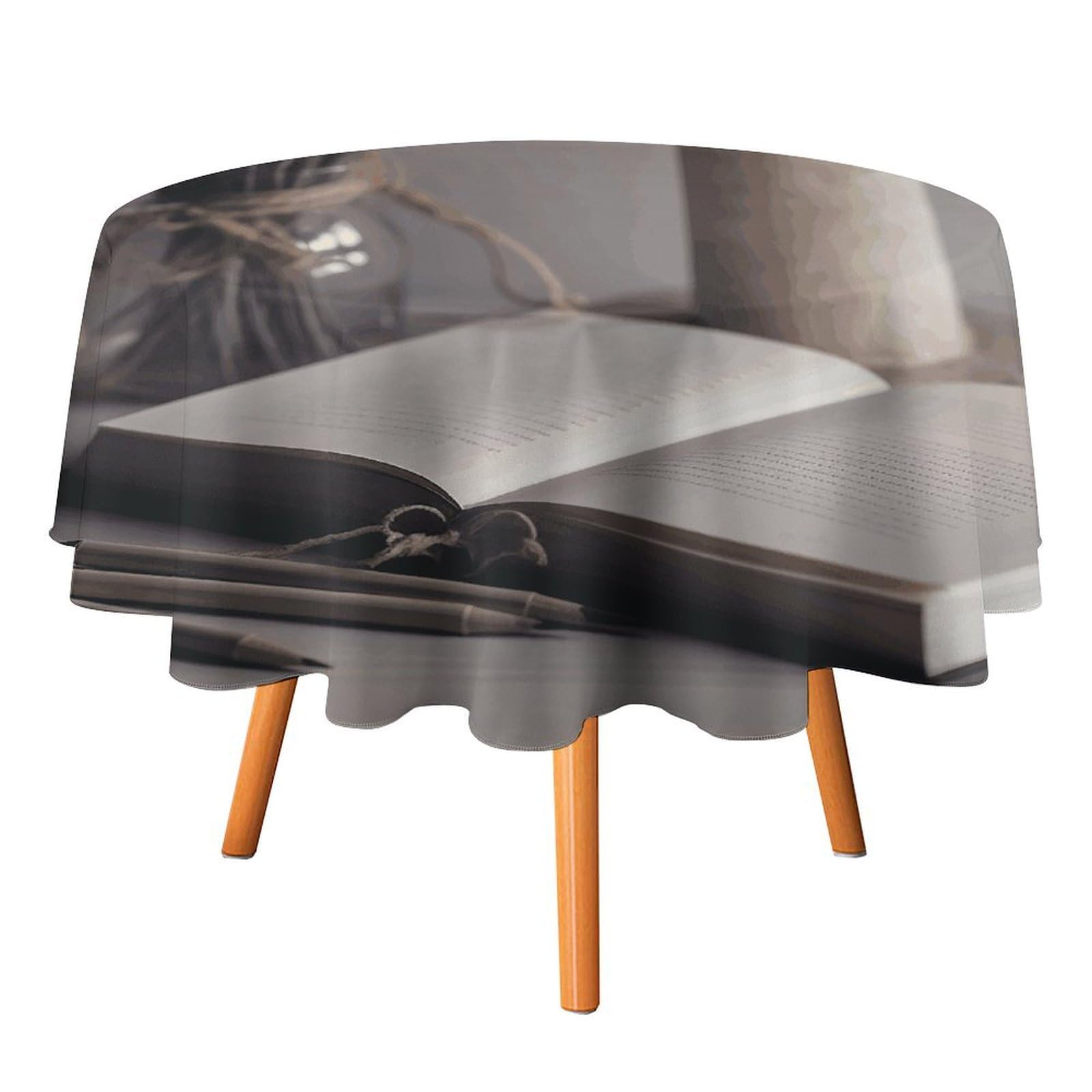 Nappe ronde imperméable et anti-tache Light A Candle lavable 152 cm