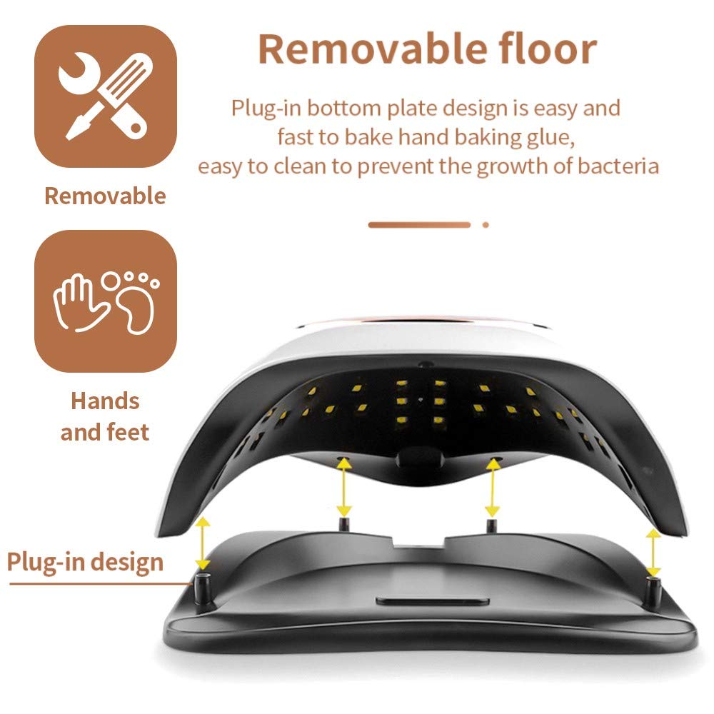 Lampada Unghie UV LED,168W Fornetto per Manicure/Pedicure Permanente Smalto Semipermanente 4 Timer con 10s/30s/60s/99s Display LED Automatico Sensore