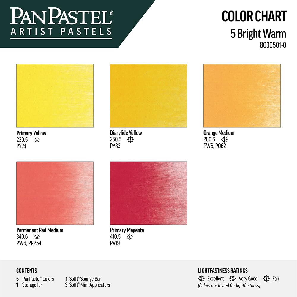 PanPastel Zestaw suchych pasteli Bright Warm - 5 kolorów