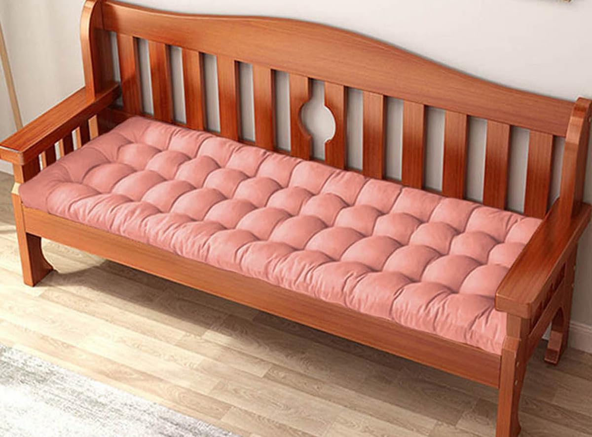 Waigg Kii Pink Thick Garden Bench Cushion Pad 2/3 Seater,100/120Cm Rectangle Cotton Garden Bench Seat Cushions Pad For Chaise/Swing/Outdoor/Indoor (100X40cm,)