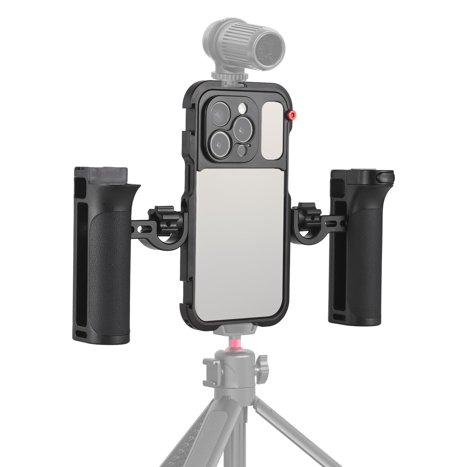 Dual-Griff-Telefonkäfig-Video-Rig für 15 Pro Handheld-Stabilisator-Kit Tragbare Smartphone-Filmausrüstung Schwarz (Für 15 Pro)