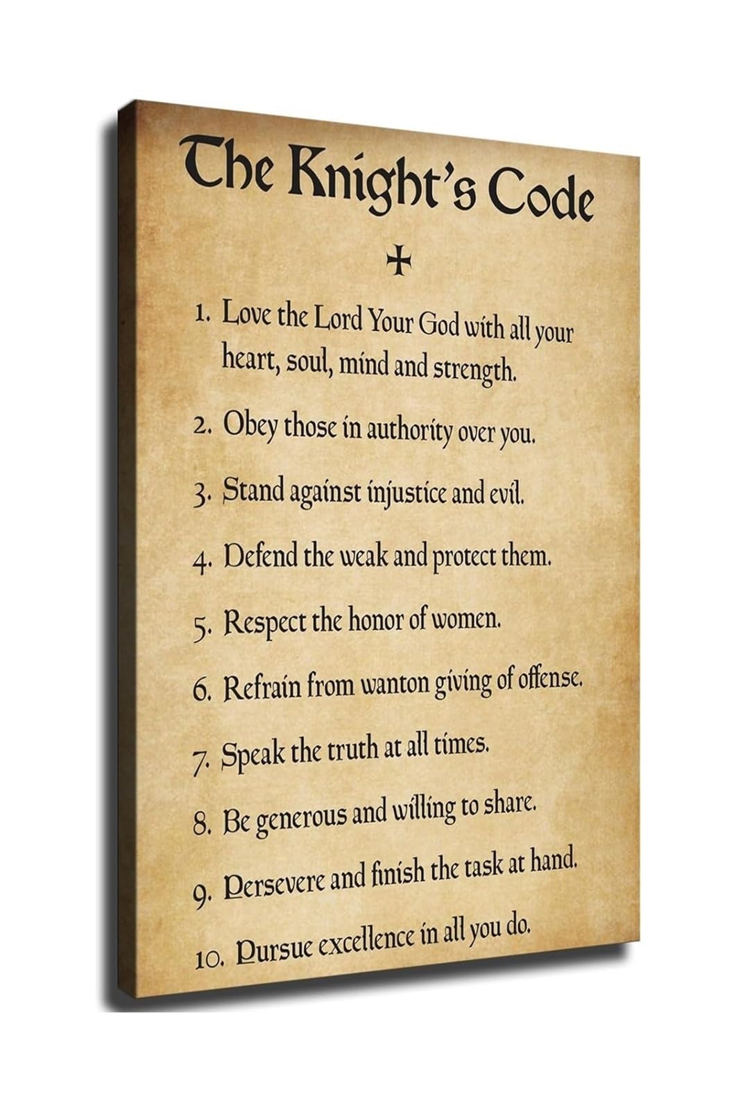 PIUHRKLEVD Knight's Vow Code of Chivalry Wall-Art - Medieval Quote Poster for Castle Themed Room & Home Library Decor(Unframed,12X18inch(30X45cm))