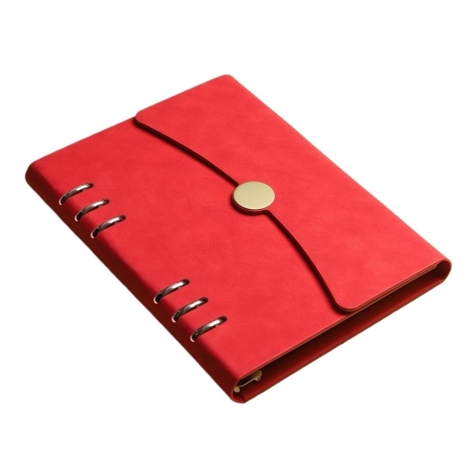 Cahier Bloc-Notes Carnet À Feuilles Mobiles Format A5 avec Fermeture Pression Matériel de Dessin(Rot)
