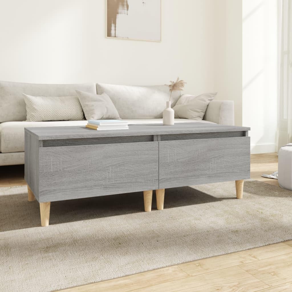 SXZenSpace Side Tables Set of 2 Grey Sonoma, 50x46x35 cm Engineered Wood Small Coffee Table with Drawer, Scandinavian Style End for Living Room Bedroom and Corridor