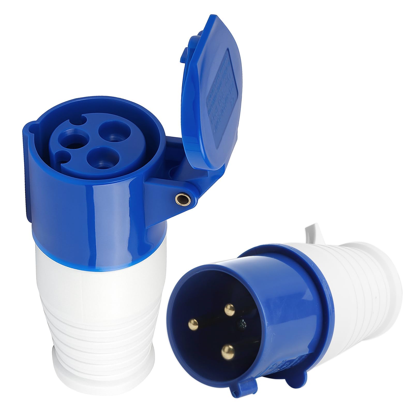 2PCS 32Amp Plug Socket, 32Amp Industrial Connector 1-Phase 3 Pin Plug Waterproof Explosion‑Proof IP44 32A 220-250V 2P+E Socket Connector with Male/Female Locking Mechanism for Construction Industry