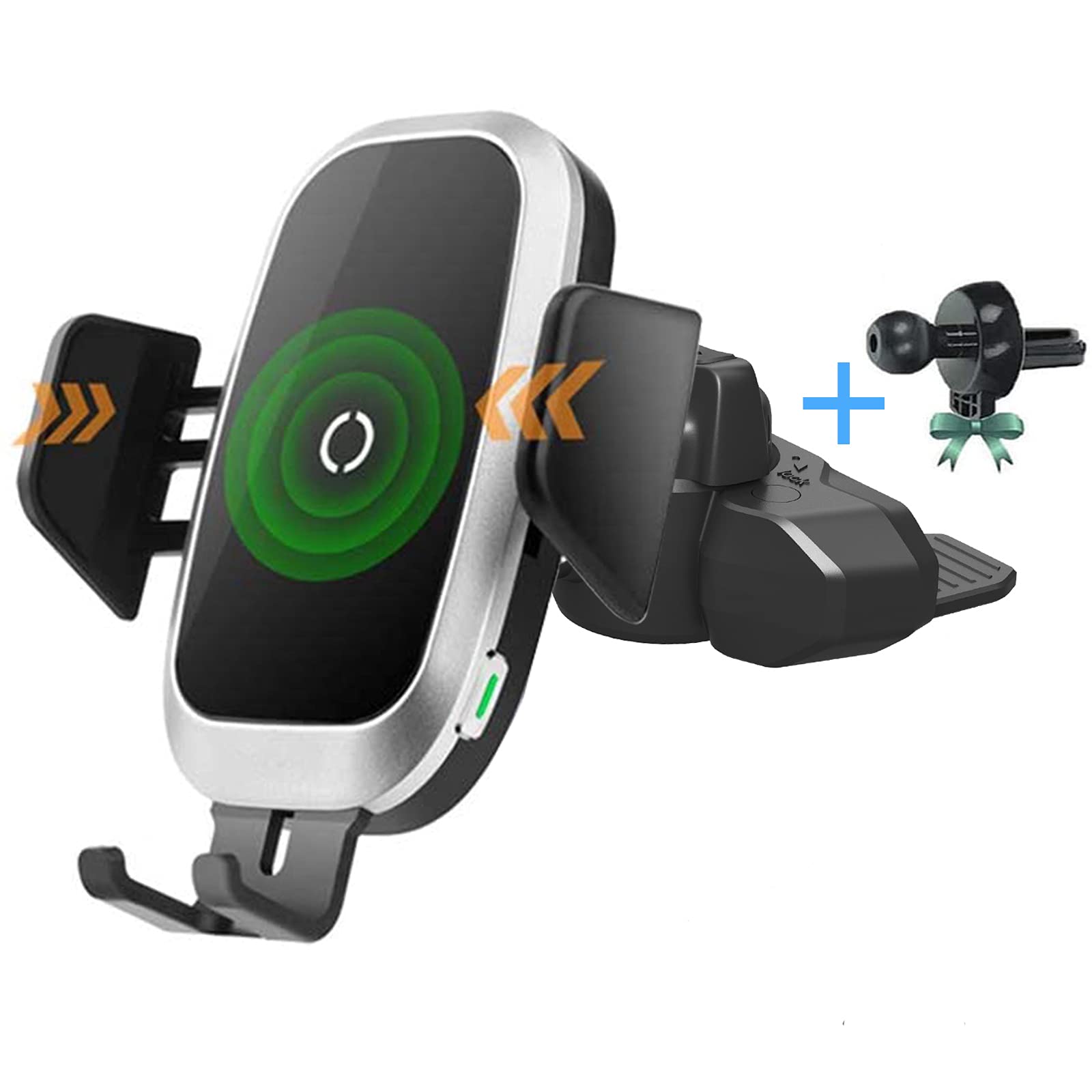 leQuiven Wireless Car Charger Mount for iPhone 15/14, CD Slot Holder with Air Vent Clip, Auto-Clamping Phone Charger Stand Compatible with iPhone 15 14 13 12 11 Series/Samsung S23 S22 S21 S20