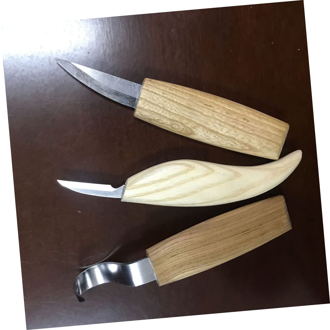 KONTONTY Whittling Knives Wood Carving Tools Solid Wood Handle Sharp Stainless Steel Blade Perfect for Carving Bench