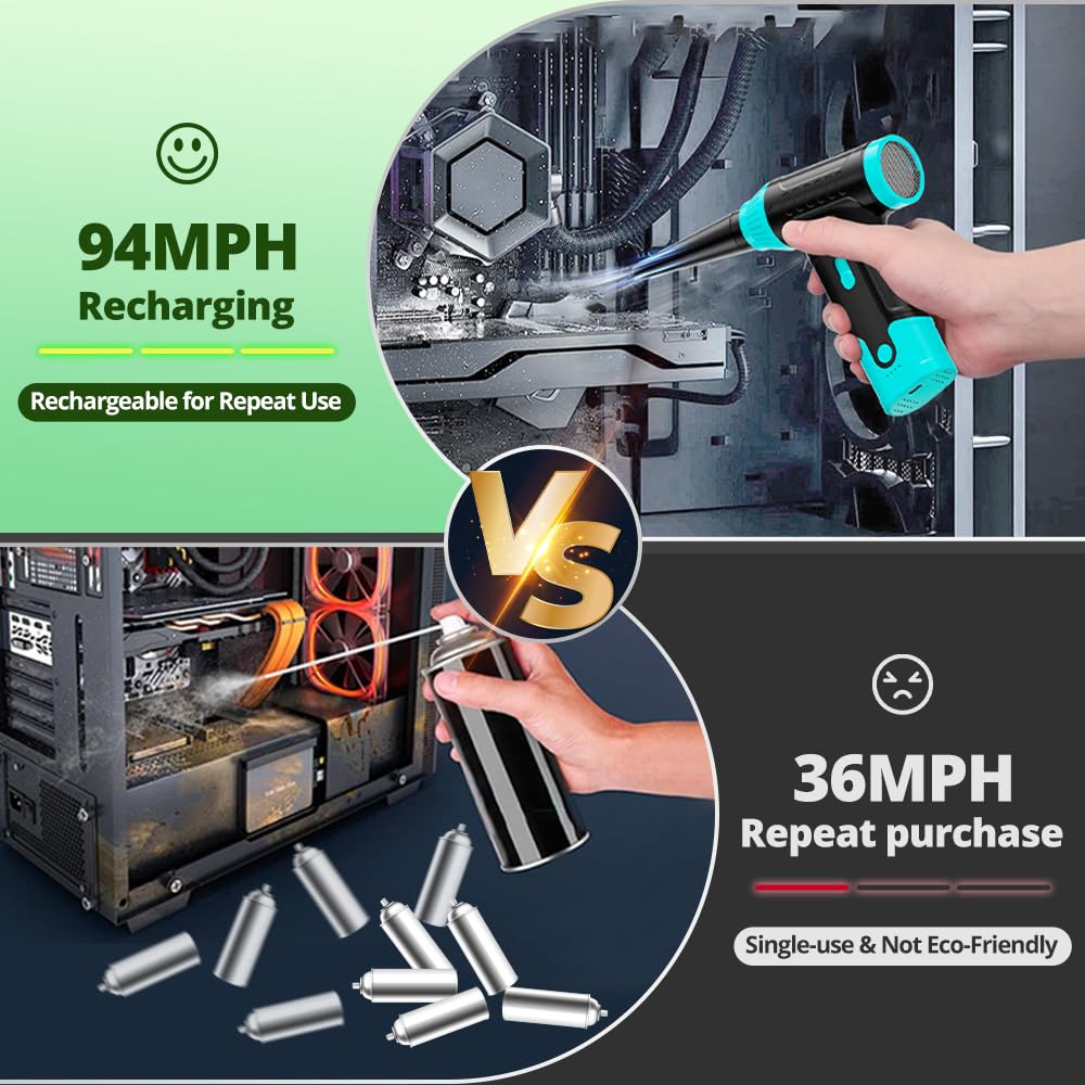 Kit di pulizia per tastiere ad aria compressa, 150.000 giri/min, mini ventilatore spray per spolverare auto, PC, tastiera, aspirapolvere (verde)