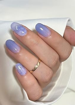 Gel Nail Strips No UV, Blue Marble, UV Free, Long Lasting Gel Stickers - Contains 22 Wraps, 1 Prep Pad, 1 File
