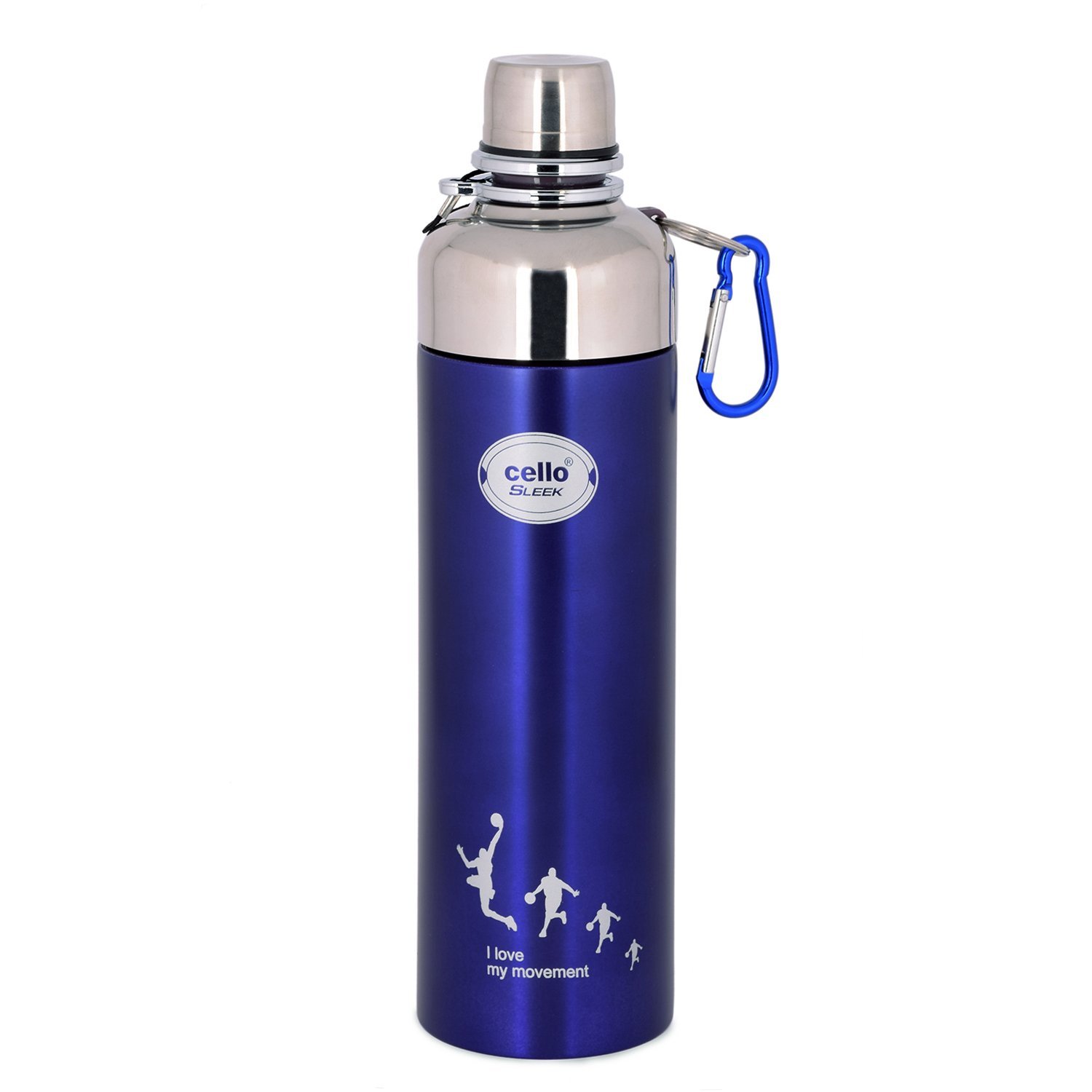 Sleek Stainless Steel Double Walled Water Bottle, Hot and Cold, 600ml, 1 Unit, Blue