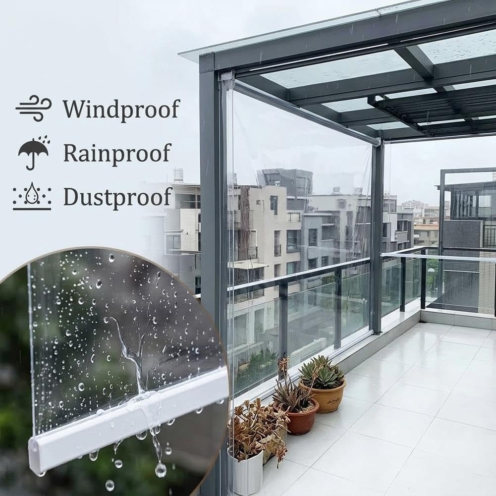 Volets Roulants Extérieur PVC Transparent, Store Enrouleur pour Pergola
