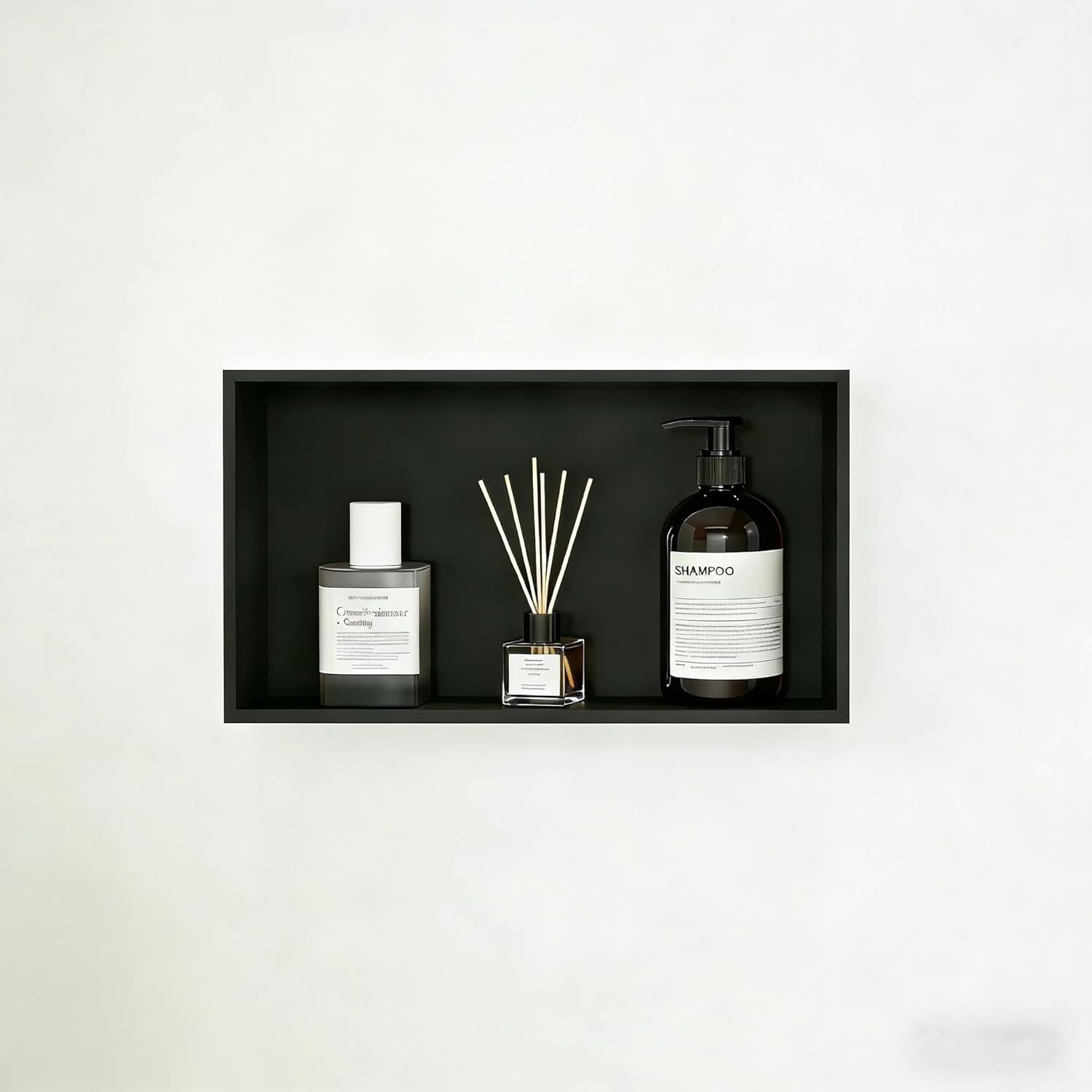 Modern Matte Black Stainless Steel Shower Niche - 24" x 12" Recessed Wall Shelf - Single Tier Bathroom Storage Organizer - Installs Without Tile - Durable Bathroom Accessory