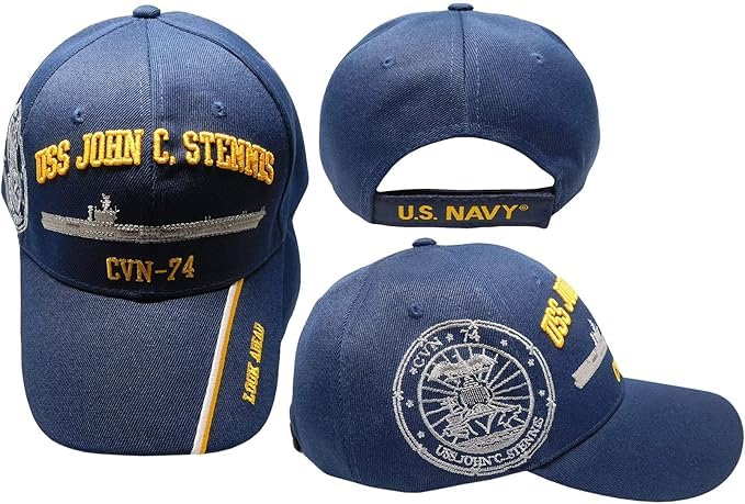 Flakita's Novelties United States USS John C. Stennis CVN-74 Look Ahead Veteran Acrylic Adjustable Embroidered Cap Hat Blue