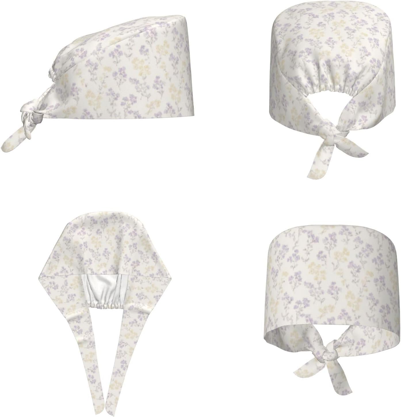 Scrub Cap for Women and Men Boho Black Leaf Pattern Adjustable Breathable Sweatband Hat for Work Kitchen Spa Shower Daily Use