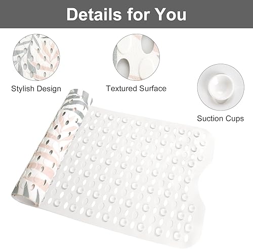 Vista 2 de Yonala - Alfombra de ducha antideslizante de alta calidad para bañera, 40 x 16 pulgadas, extra larga, con ventosas y orificios de drenaje, fácil