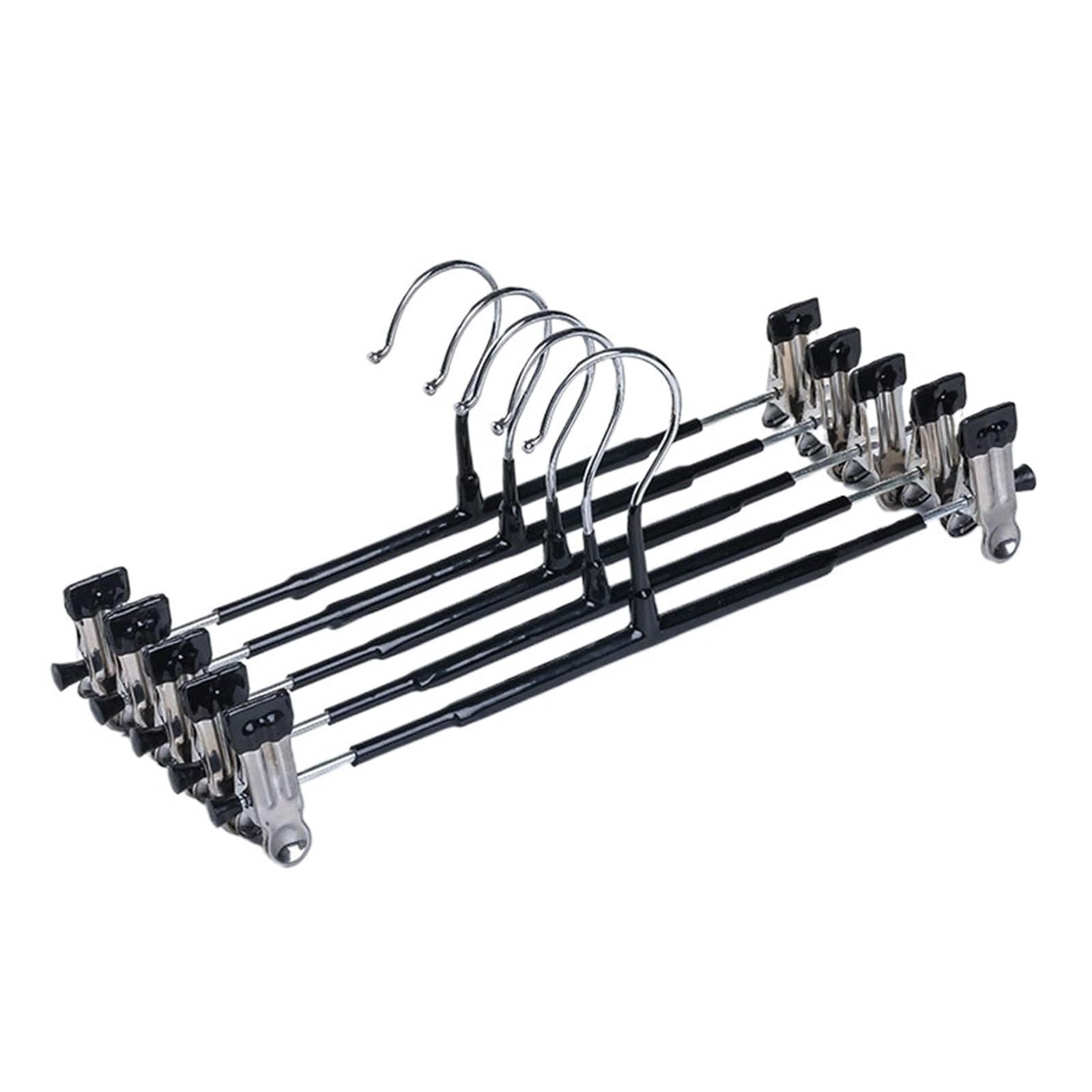 KFGISD, 5Pcs Pants Hanger Trouser Hangers Underwear Storage Wardrobe Drying Rack Traceless Hangers Tweezers Non-slip ，Hangers(5ps Black)