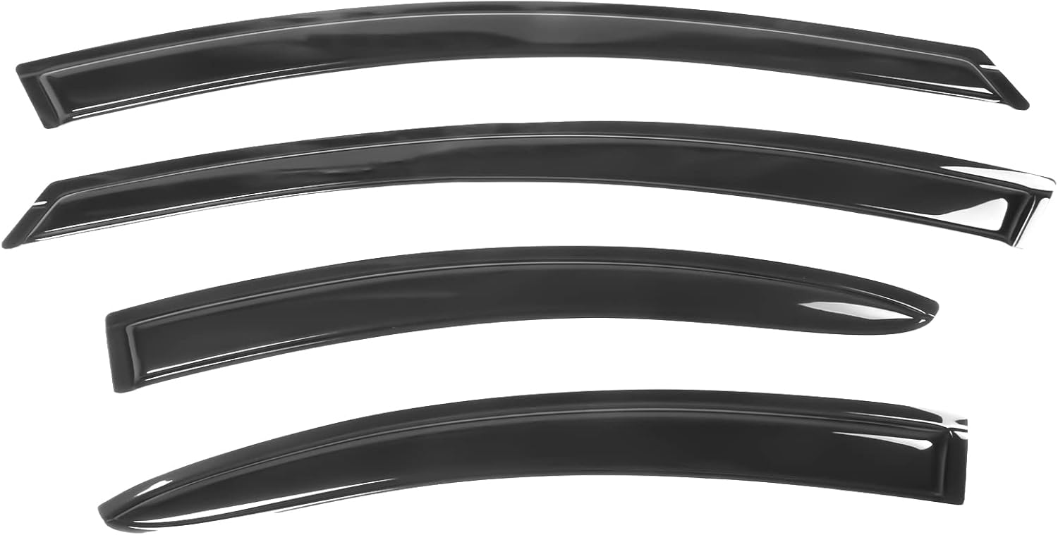 IKON MOTORSPORTS Tape On External Window Visor, Compatible with 2000-2005 Dodge Neon & 2000-2001 Plymouth Neon, Tinted Acrylic Resistant Shield Cover Wind Sun Guard