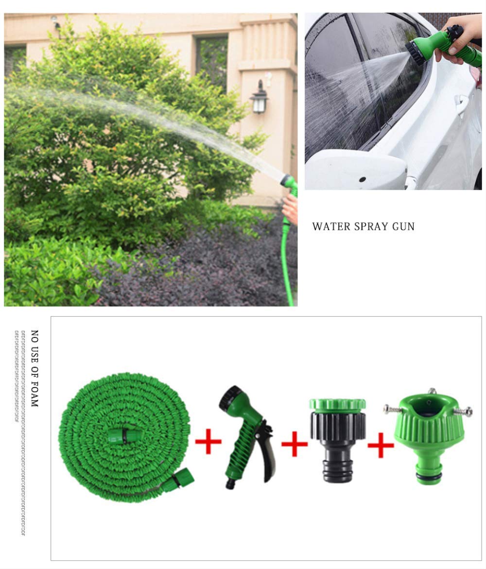 Manguera De Jardín Extensible Manguera De Agua Flexible Extensible Pistola De Plástico Manguera Mágica/Telescópica para Riego Tubo De Riego Estirable 75ft Manguera de jardín Verde