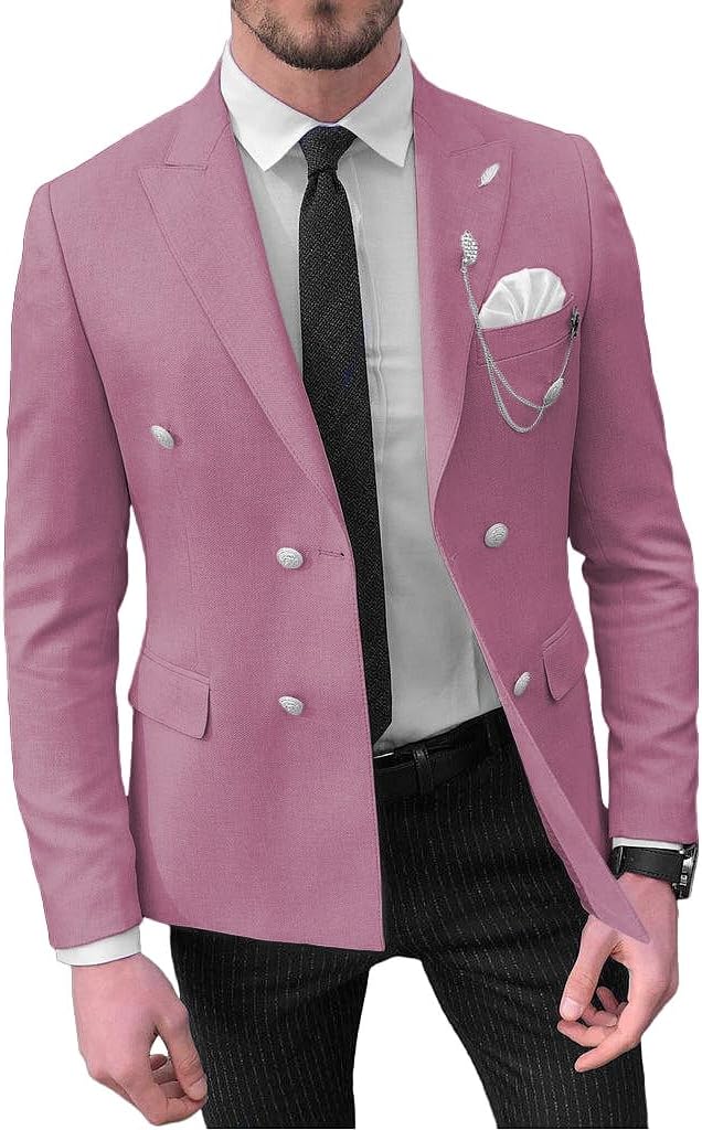 Mens Double Breasted Blazer Jacket for Men Slim Fit Casual Sports Coats for Men Regular Fit Business Wedding Dinner