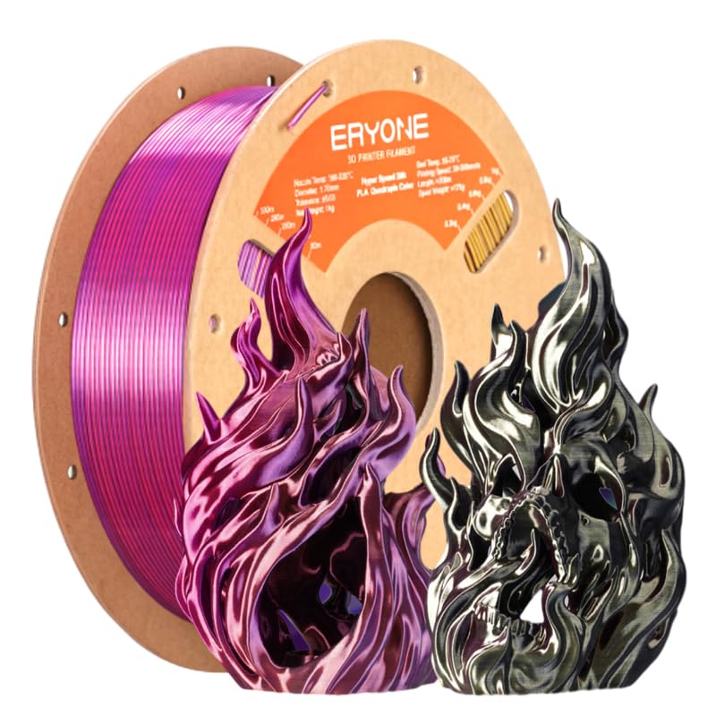 ERYONE HS Silk Quadruple Color PLA Filament for 3D Printer 1.75mm +/- 0.03mm, Hyper Speed Coextrusion Filament PLA Shiny 1kg, Twilight Glow (Black & Red & Deep Purple & Gold)