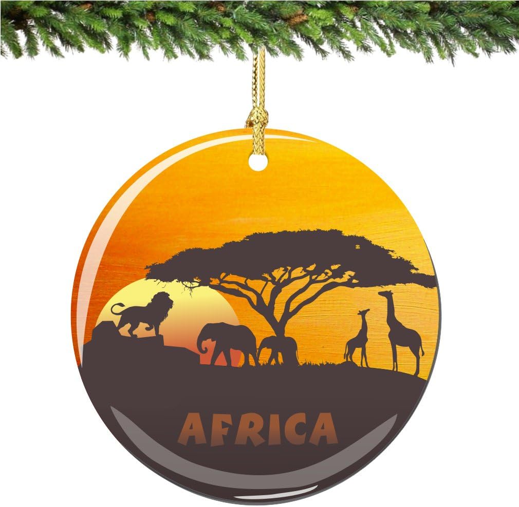 African Christmas Ornament with Lion, Elephant and Giraffe