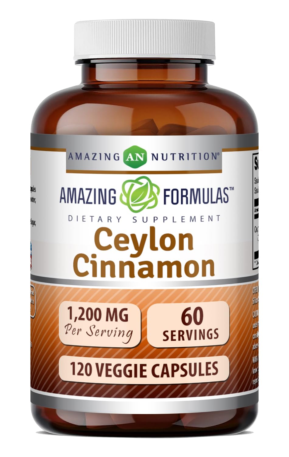 Amazing Formulas Ceylon Cinnamon 1200 Mg | Vegetarian Capsules | Non-GMO | Gluten-Free | Made in USA (1 Pack | 120 Count) Unflavored 1 Pack 120 Count (Pack of 1)