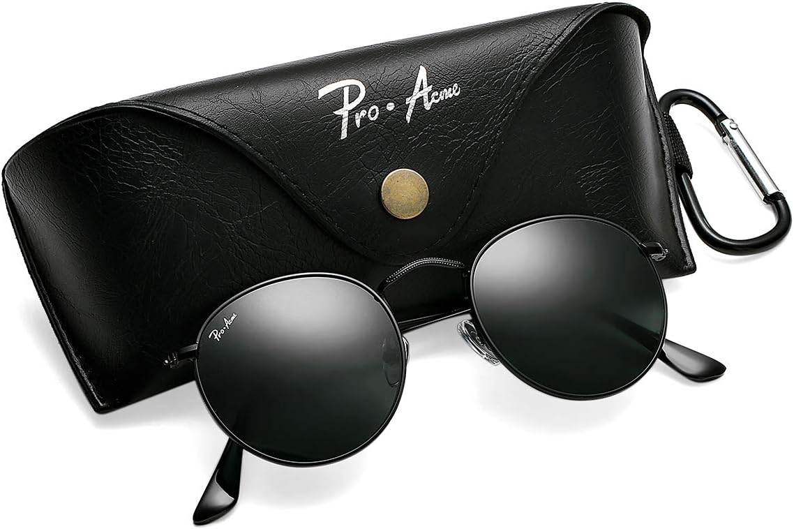 Pro Acme Round Sunglasses Glass Lens Metal Frame Retro Circle Sun Glasses for Women Men - Image 5