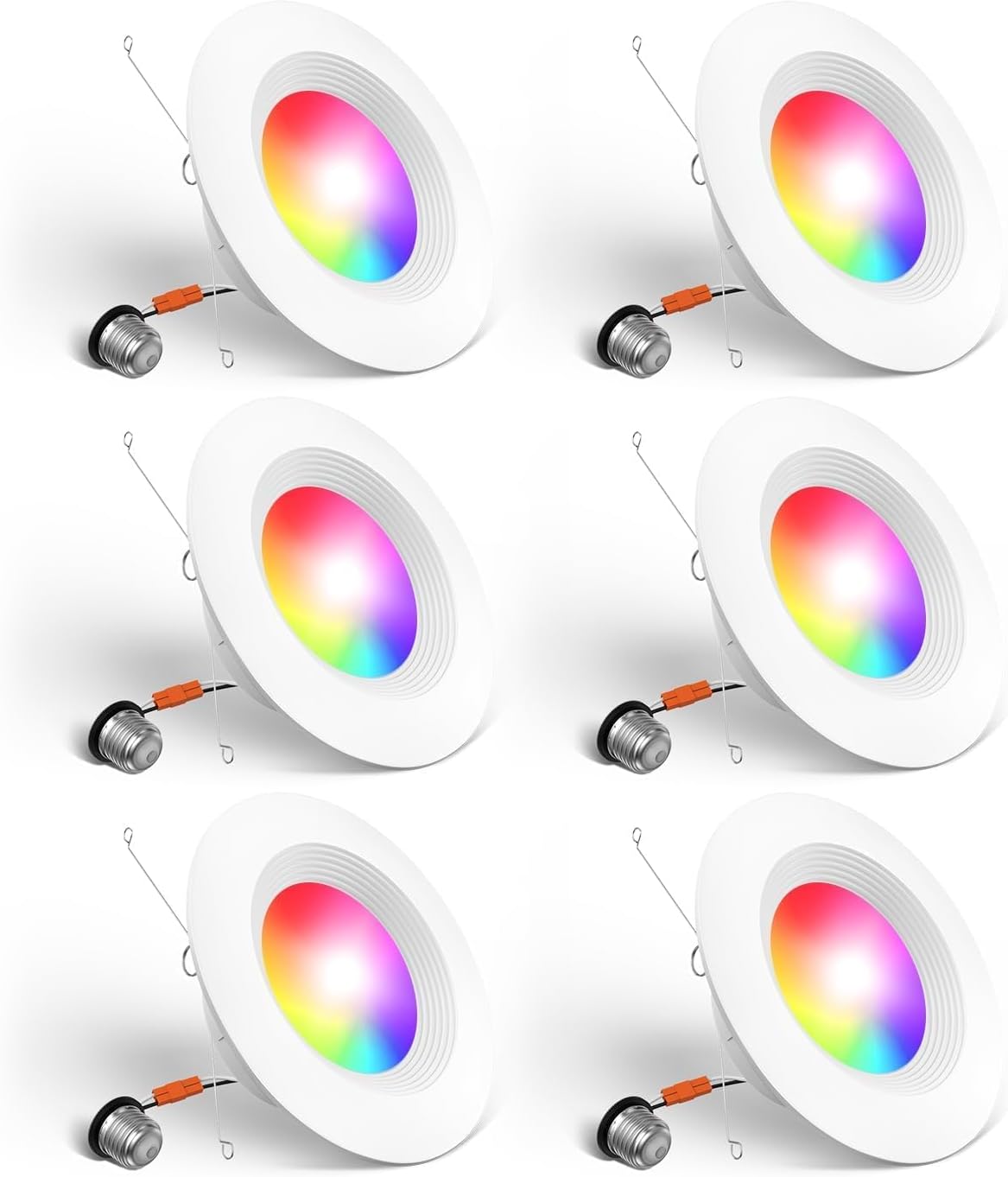 Amico 6 Pack 5/6 Inch WiFi LED Recessed Can Smart Matter Lights, RGBCW Color Changing Retrofit Reces