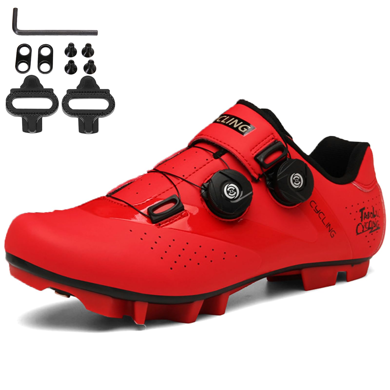 SDEQA Zapatilla de Ciclismo MTB Hombre y Mujer, Zapatos Bicicleta de Carretera Montaña Exterior Compatibles con SPD Pedales de 2 Tornillos con Calas Unisex Adulto