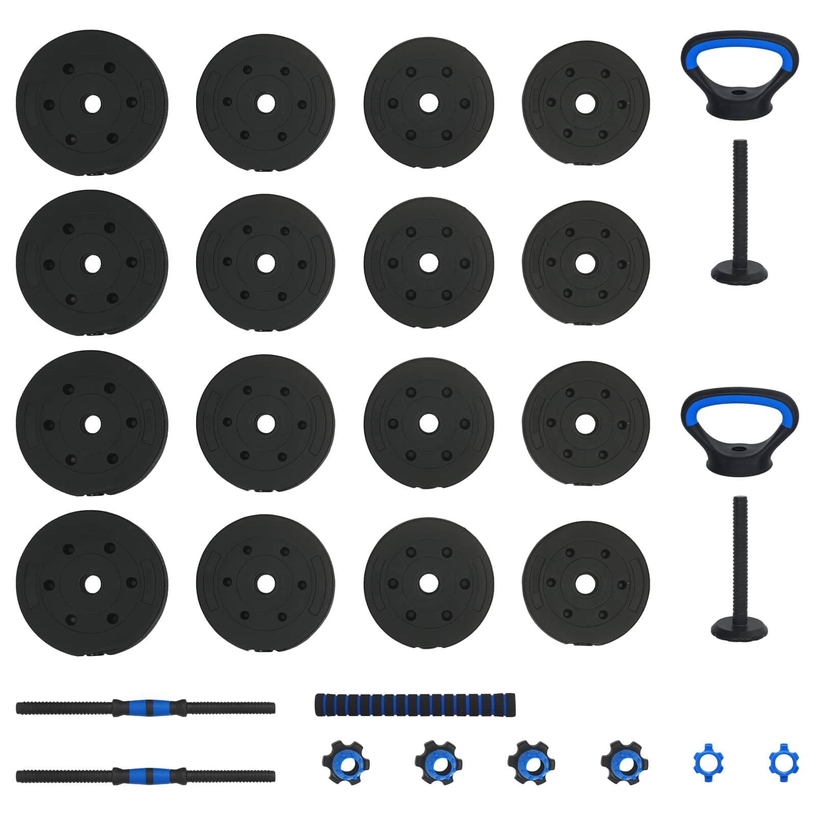 Kurzhantelset 40kg 2-in-1 verstellbar mit Verbindungsstange, Hantelset für Home Gym Training, Krafttraining Gewichte Set Schwarz Rot