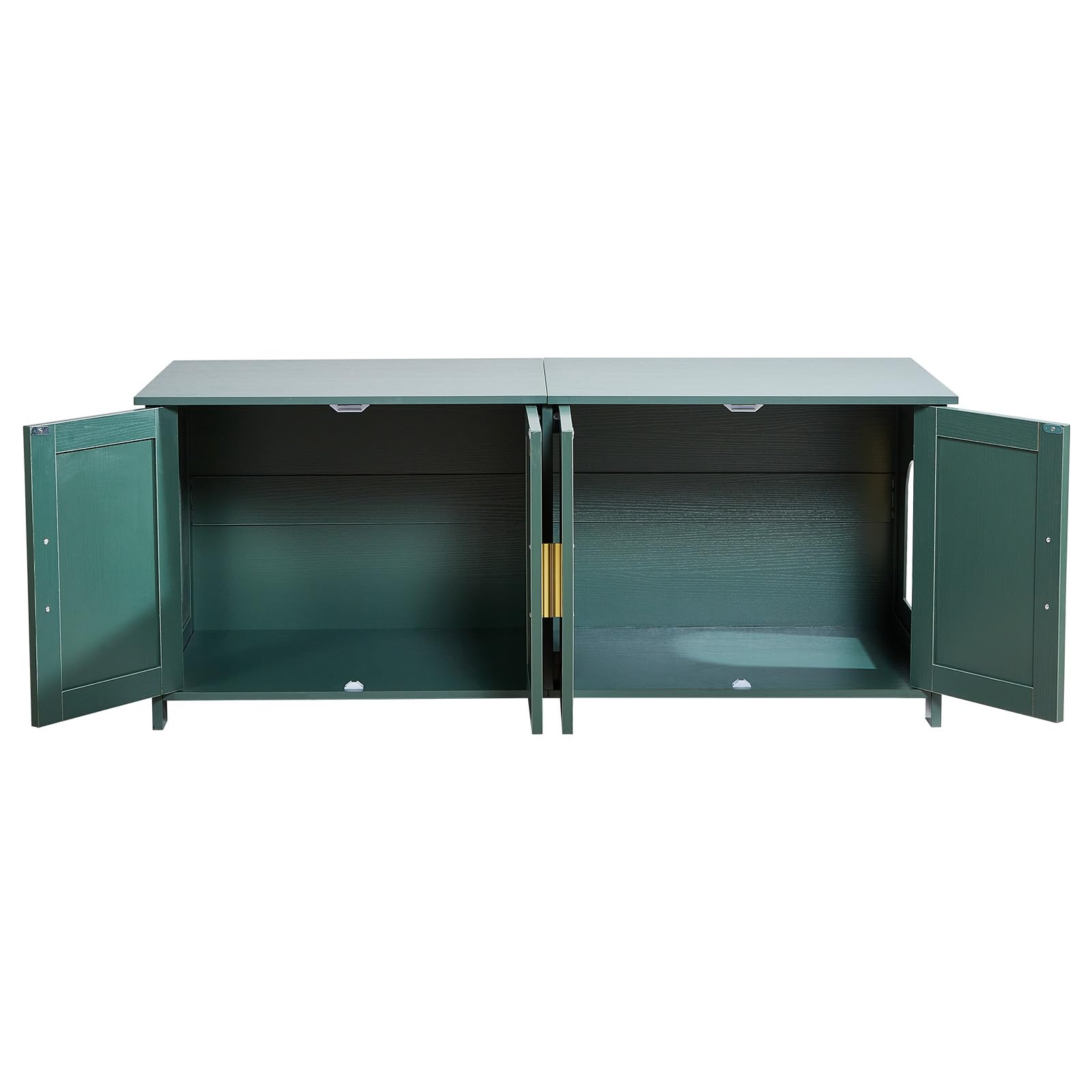 VEVOR Katzenschrank, 1200x450x500 mm, Katzentoilette mit 4 Rattantüren & 2 Eingängen, Katzenklo Schrank für den Innenbereich, Katzenhaus passend für die meisten Katzentoiletten, grün