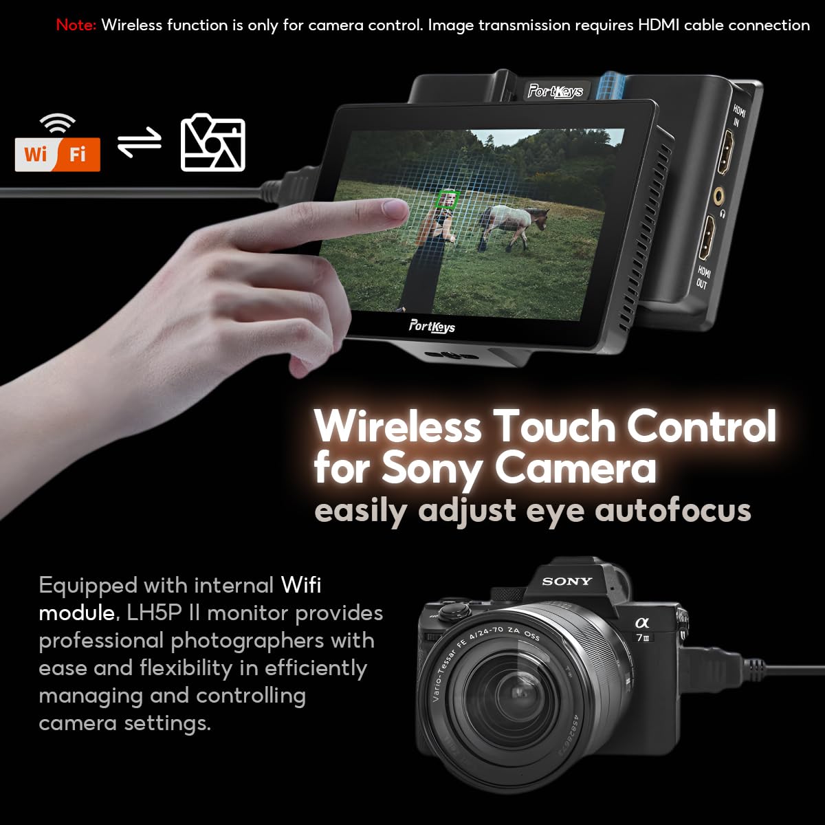 Portkeys LH5P II Monitor da Campo per Fotocamera 5,5" 2000nit Controllo della Fotocamera Touchscreen per S0NY CAN0N PANAS0NIC BMD e ZCAM