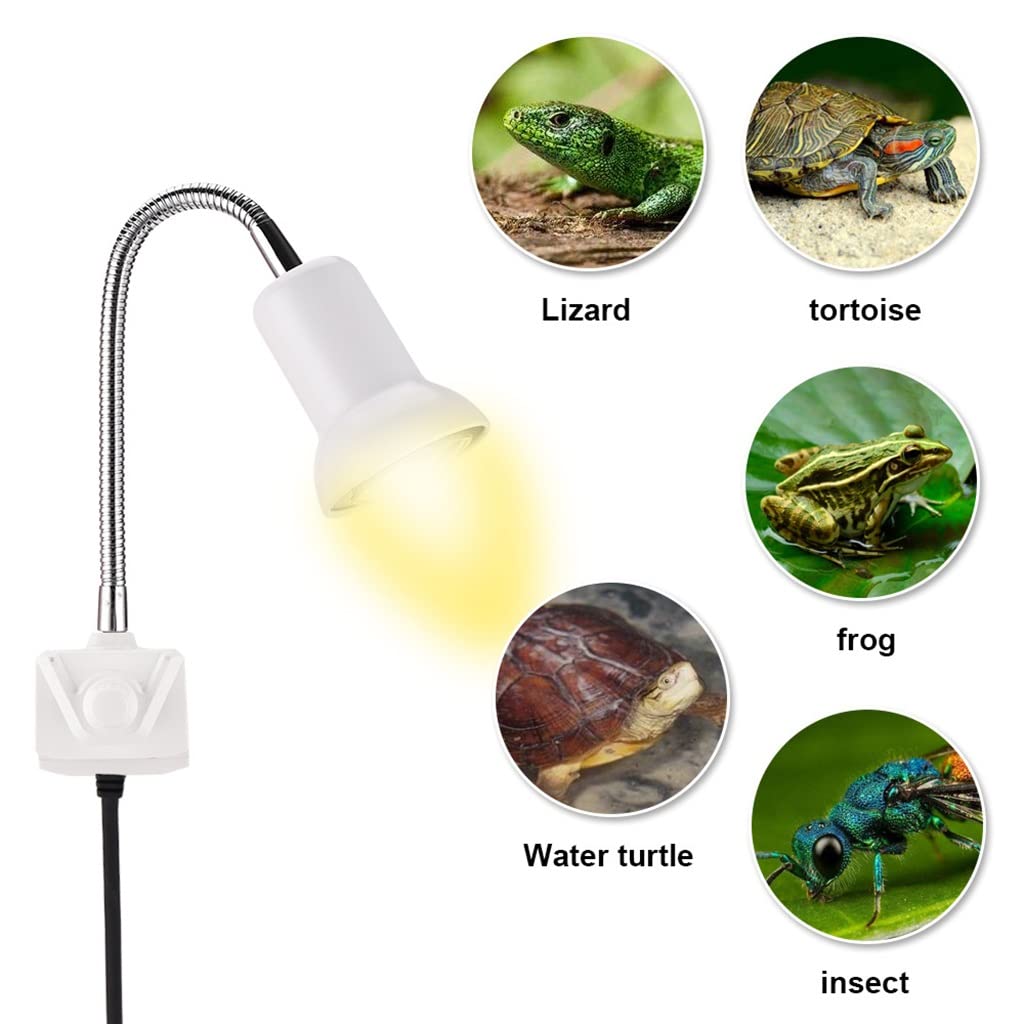 Lampada Spot per Rettile, Lampada Riscaldante Tartaruga con Dispositivi di Fissaggio, con Braccio Girevole a 360°, Lampade per Il Riscaldamento del Serbatoio Dell'acquario, Confezione da 2