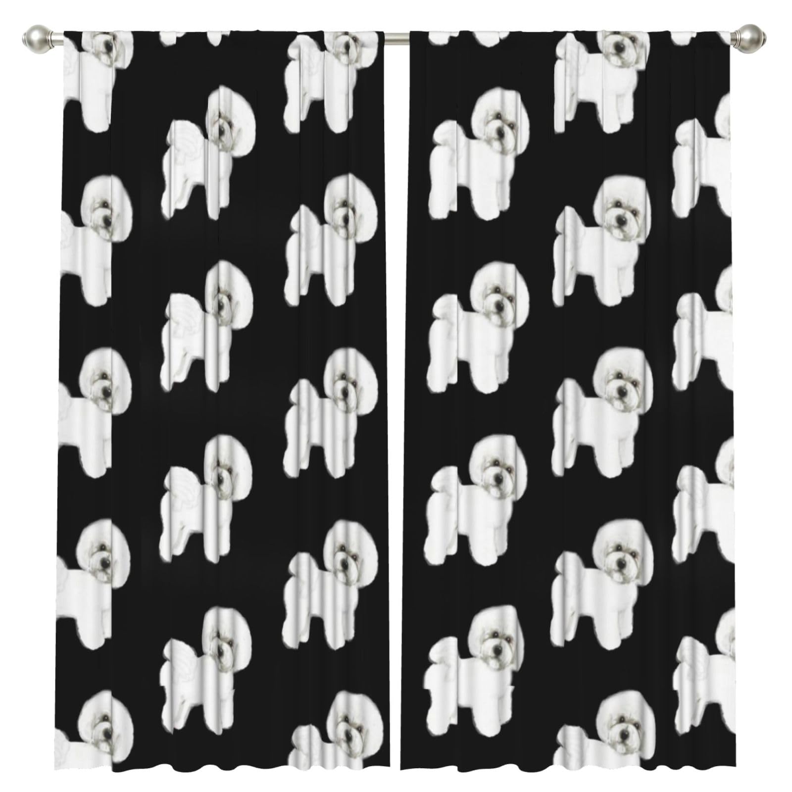 InOmak Toy Poodle, 2 Panels Window Curtains 52 x 84 Inch Blackout Curtains for Living Room Bedroom