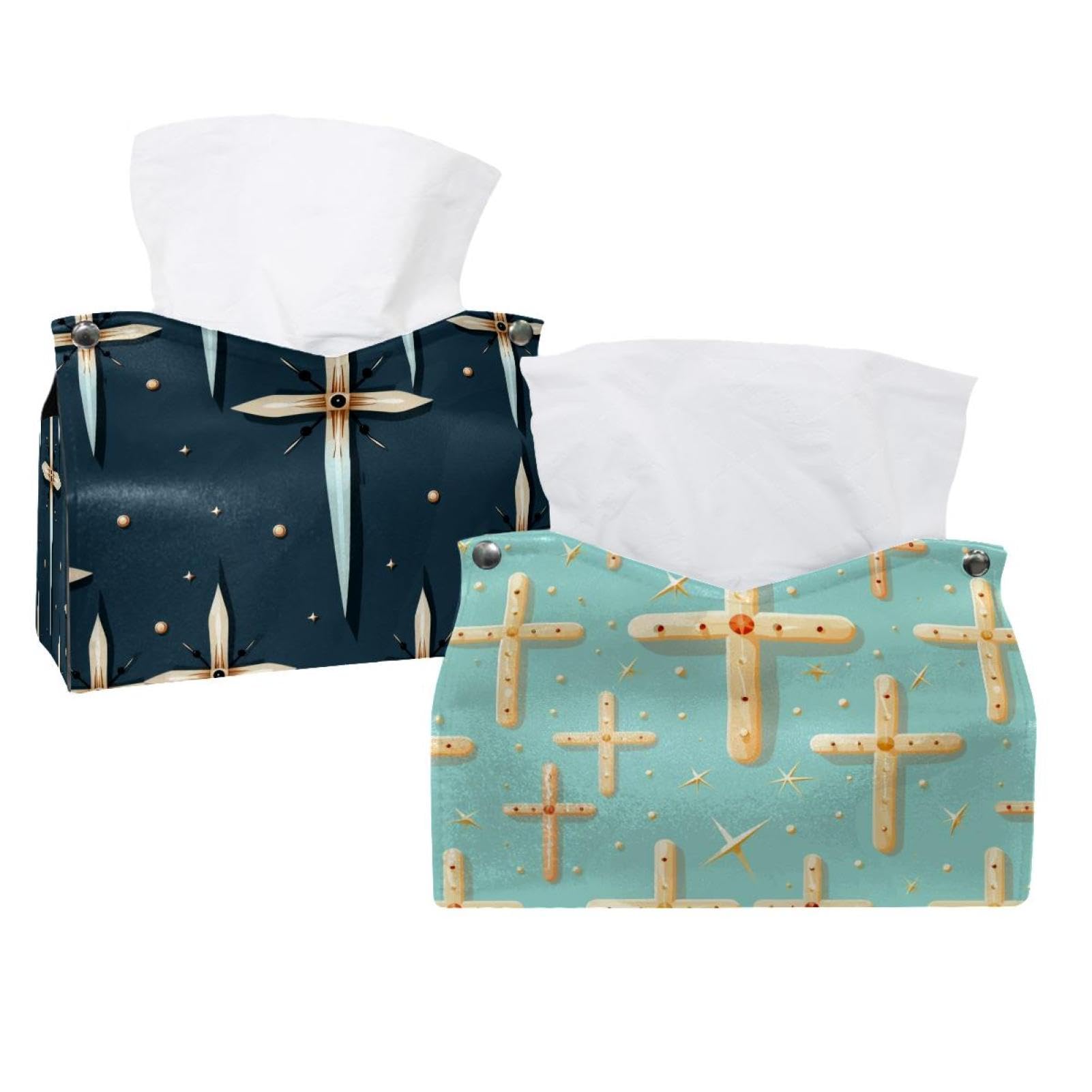 Boîte à mouchoirs croix de Pâques lot de 2 pour décoration salon et bureau