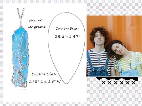 Miniatura 3 de XIANNVXI Collar de cristales y piedras curativas para mujer, cristal de cuarzo transparente, azul, crudo natural, irregular, reiki, energía