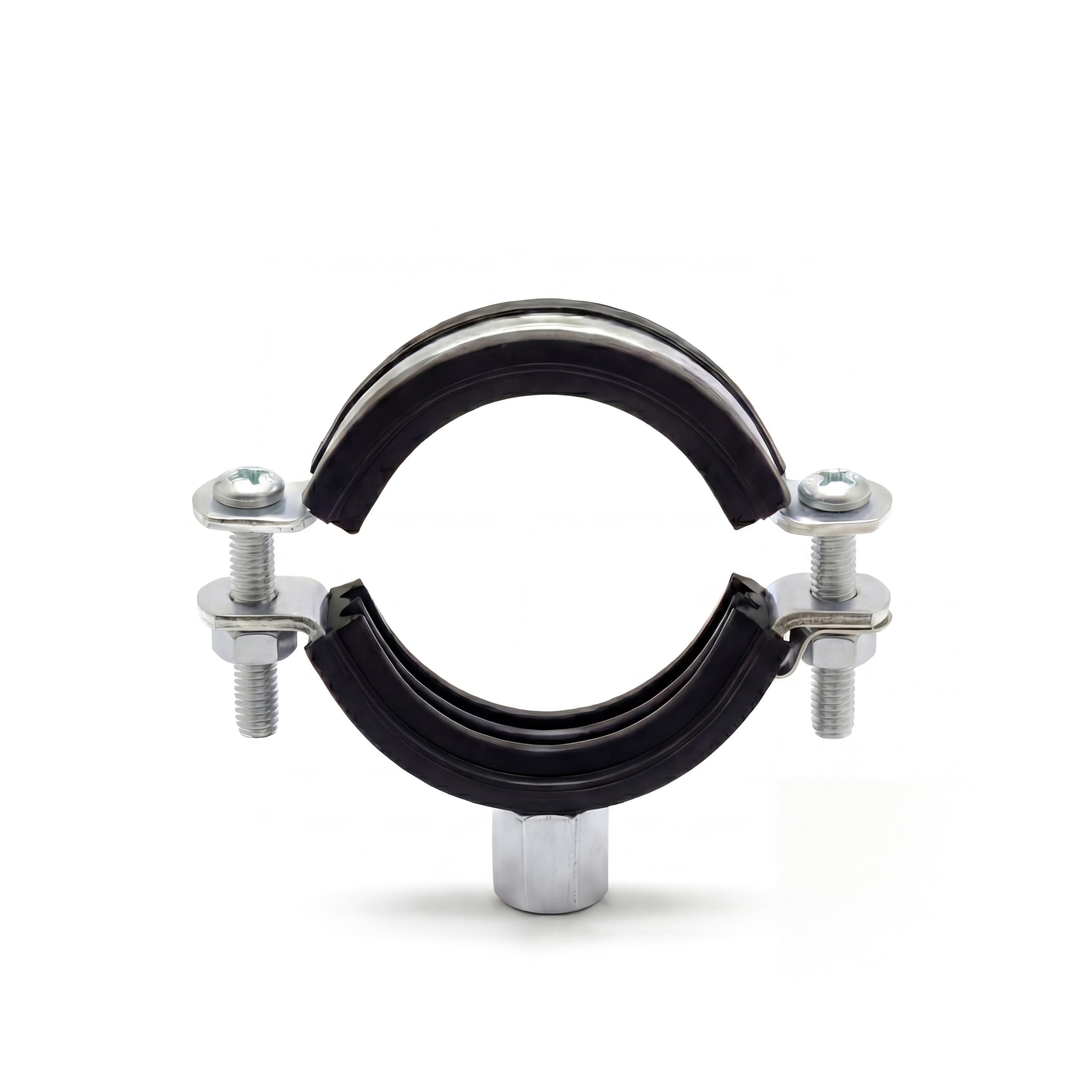 Abrazadera de manguera de acero de 3/8 pulgadas, con inserto amortiguador EPDM, para fijación de tuberías - (50 piezas)