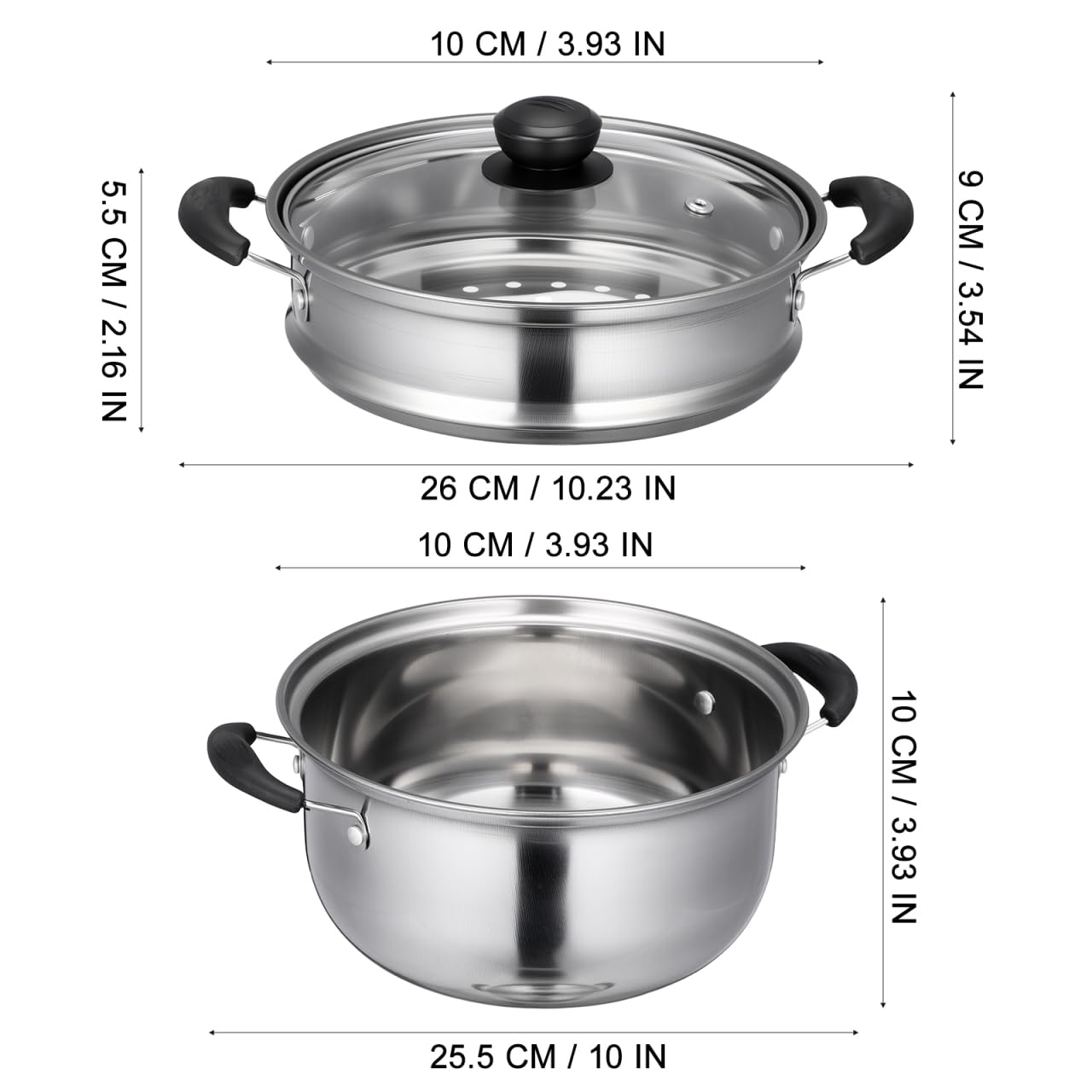 PRETYZOOM Marmite Vapeur Inox 20 Cm Cuiseur Vapeur Compatible Induction Pot Profond Pour Cuisine Maison LéGumes Fruits De Mer
