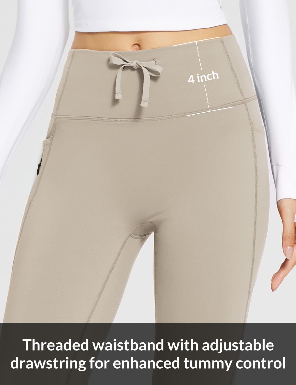 baleaf Pantaloni Termici Donna Yoga Bootcut Leggings A Vita Alta con Tasche Foderati in Pile Pantaloni Termici Invernali Leggings Sportivi Fitness Casual Allenamento Jeggings